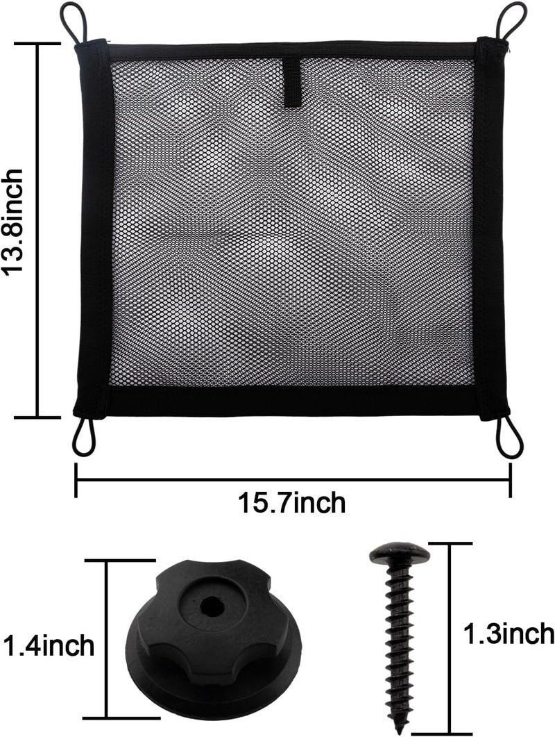 VEHIRIE 2 Pack Small Cargo Net Pocket Storage Mesh Netting Organizer with 8 PCS Mounting Screws for Car RV SUV Camper Boat 15.7 x 13.8 inches - Image 3